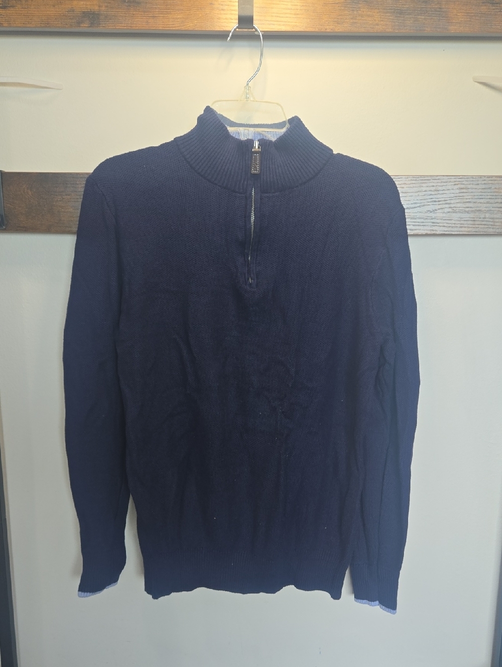 Tailorbyrd Navy Zip Mock-Neck Sweater